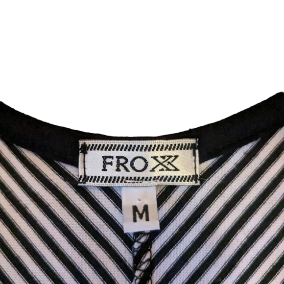 FROXX black & white diagonally striped asymmetrical spaghetti strap tank top. - Picture 5 of 12